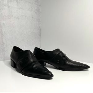 ZARA leather pointed monk strap shoe with studs